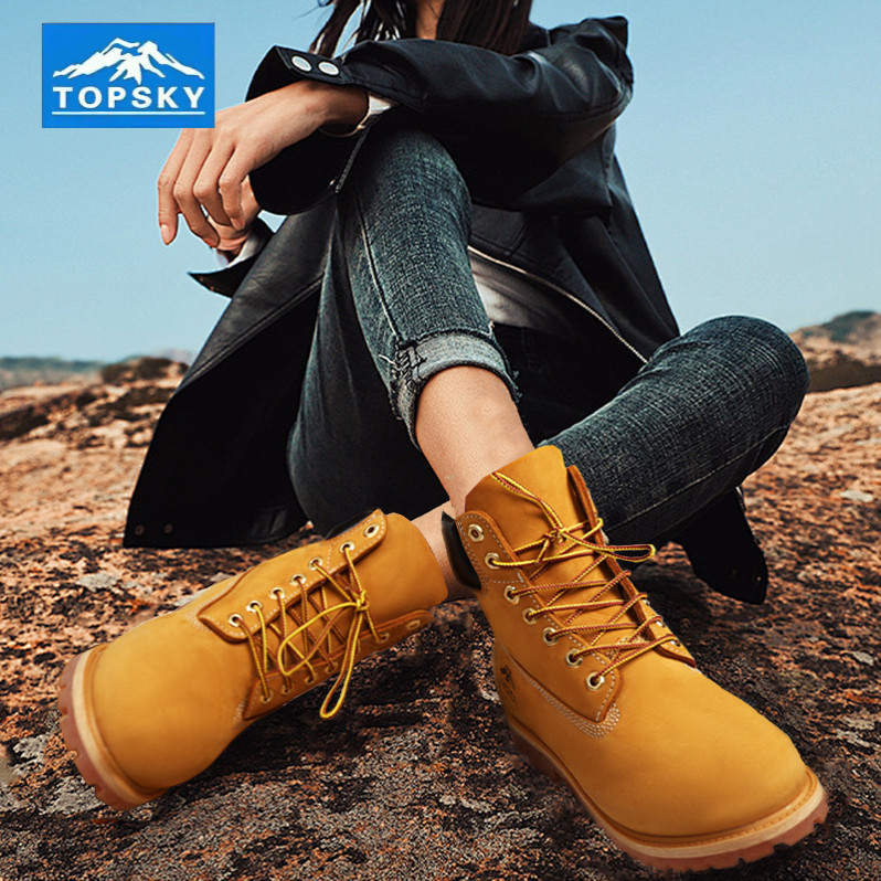 远行客马丁靴男户外工装靴子女皮靴厚底休闲高帮防水大黄靴登山鞋