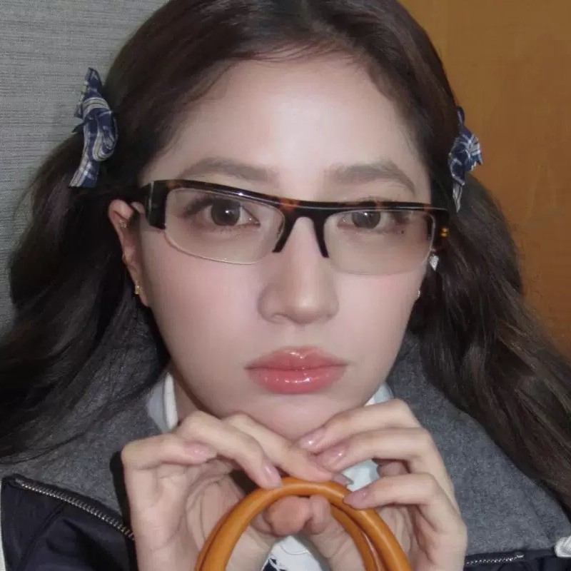 复古美式黑框半框墨镜方形眼镜女Y2K中古款平光镜可配度数近视镜