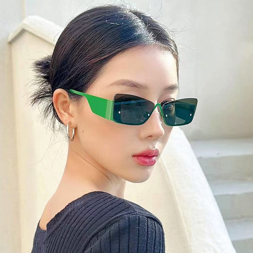 猫眼欧美半框金属走秀辣妹墨镜