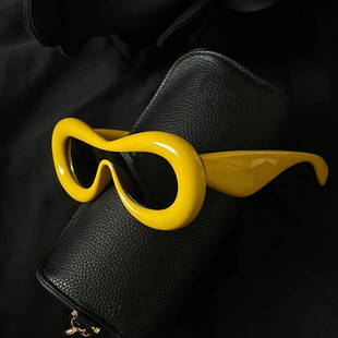 Y2K连体夸张个性 ins糖果太阳眼镜凹造型墨镜女 小众粗框异型面包款