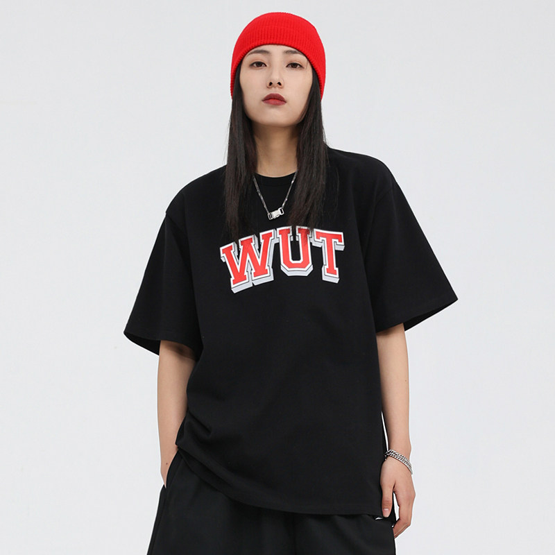 220克重磅纯棉logo短袖国潮牌情侣打底衫t恤新疆棉嘻哈潮流短袖男