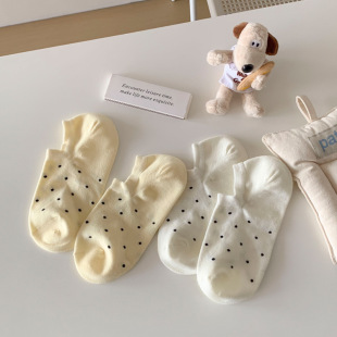 suxinaimin春夏季 浅口船袜ins日系袜子女纯色圆点不掉跟隐形短袜