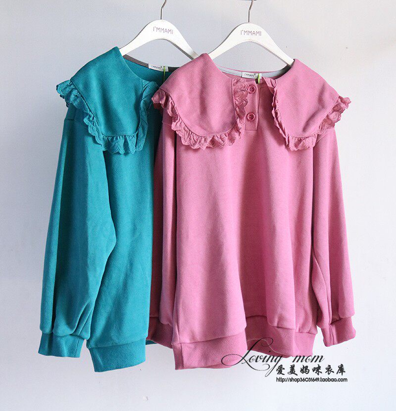 뷰티 엄마 가을 겨울 출산 코트 퓨어 코튼 니트 탑 긴팔 옷깃 느슨한 두꺼운 스웨트 셔츠 82C401