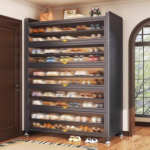 钢制鞋柜防尘入户家用门口玄关柜大容量储物柜金属上翻门多层鞋架