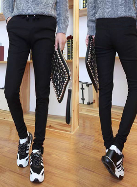 男裤秋冬款2024新款时尚裤子男百搭潮流帅气黑色休闲裤男修身小脚