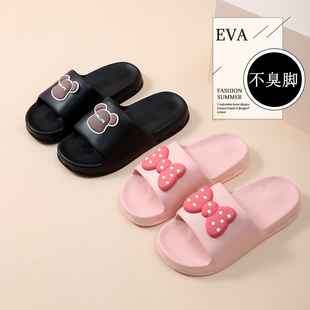 快鹿夏季 静音 凉拖鞋 女士可爱蝴蝶结外穿EVA厚底浴室家居家用拖鞋