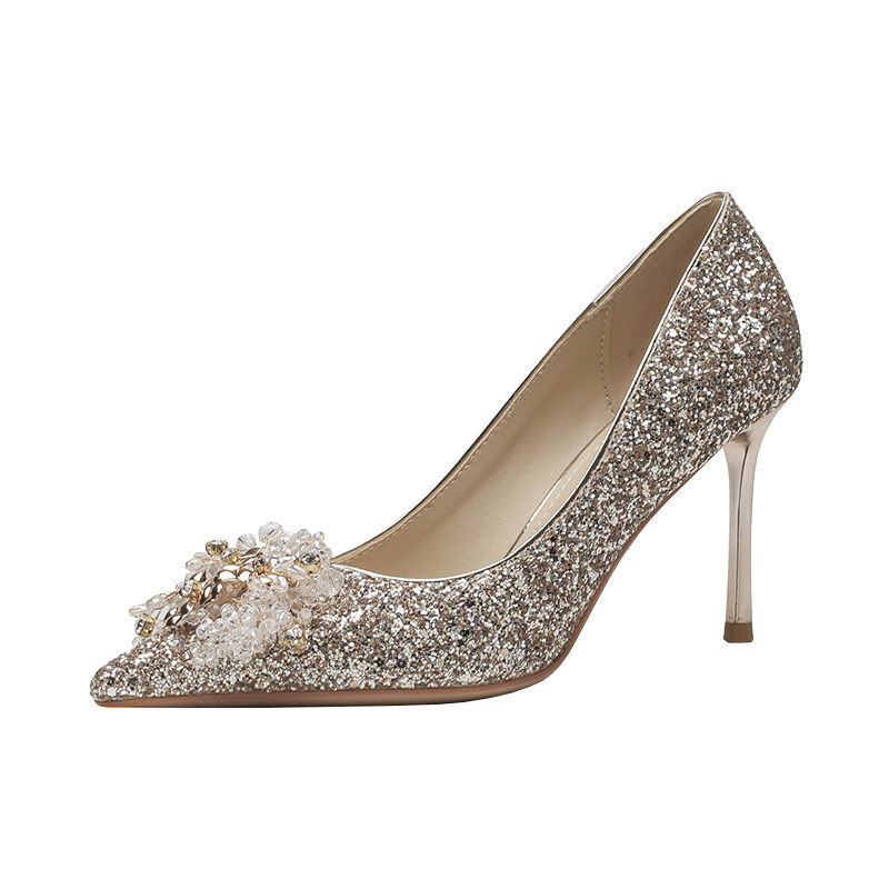 MR. MICRO HIGH HEELS WOMENS STILETTO BLINGBLING GOLDEN BRIDAL SHOES WEDDING PHOTOS WEDDING DUAL-PURPOSE WEDDING SHOES WOMENS HIERARCHIES