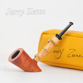 台湾曾朝阳烟斗Jerry Poker Zenn手工制石楠木喷砂天然竹节自由式