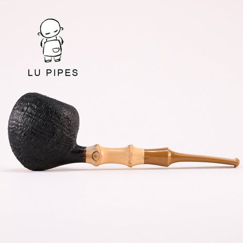 国师卢晓飞手工石楠木竹节烟斗