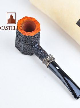 意大利卡斯特罗Castello烟斗纪念款双面神纯银装饰八面棱锤子限量