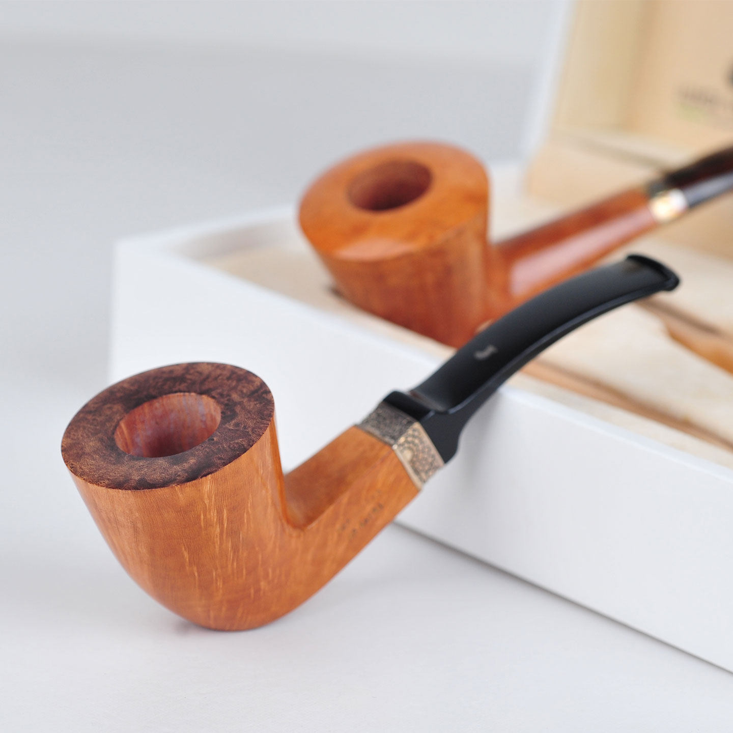 意大利大师维布拉蒂雅克博双烟斗套装光面银圈高等级礼盒收藏礼物