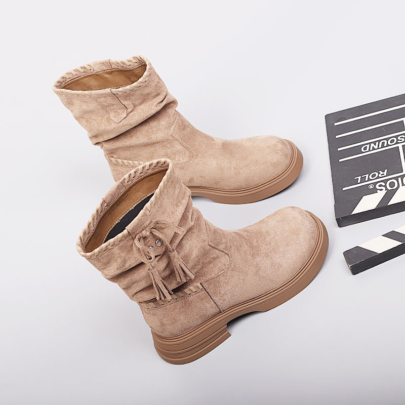 2025冬新款大码女靴41-43时尚棉靴特大号舒适短靴休闲加绒西部靴