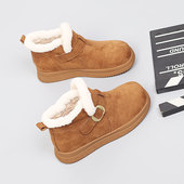 43时尚 2025冬季 棉靴脚宽胖特大号短靴加绒雪地靴 女鞋 新款 大码