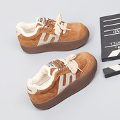 女鞋 时尚 41一43脚宽胖棉鞋 大码 2025冬季 新款 保暖百搭加绒休闲鞋 女