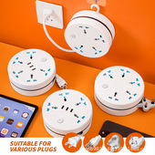 跨境东南亚英欧美规全球通用孔绕线排插延长线收纳插座USB圆盘形