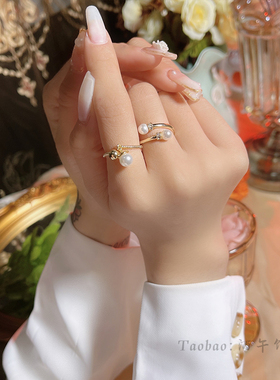 酒午挚爱女小众个性百搭珍珠戒指