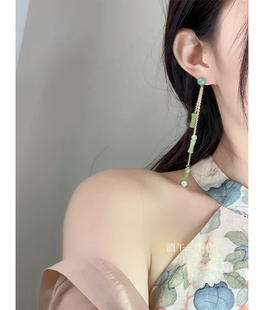 酒午原创「山岚」流苏国风新中式耳饰925耳环古风长款无耳洞夏天