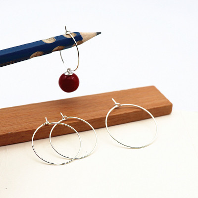 纯银S925diy耳环配件耳圈银线制