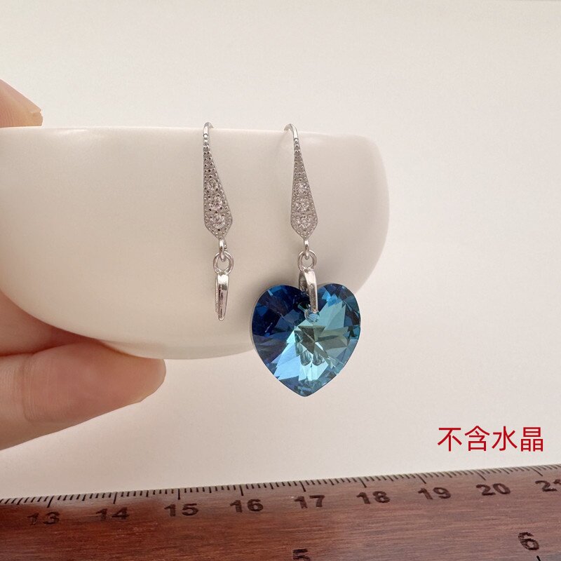 S925纯银耳钩锆石防过敏diy水晶