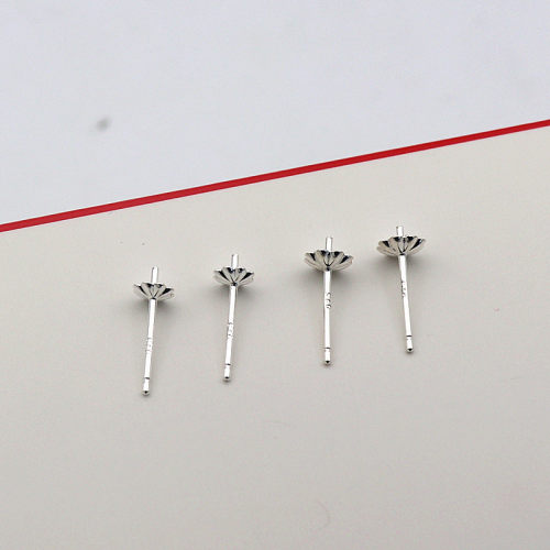 925纯银花边珠盘耳针耳钉空托diy