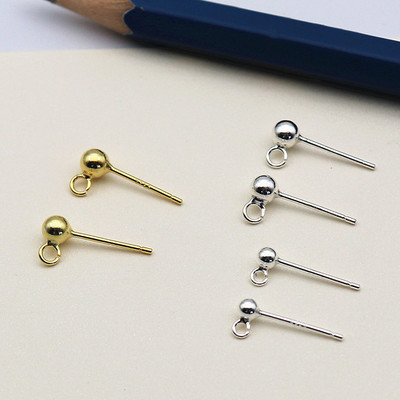 带环圆珠耳钉开口圈diy耳饰配件