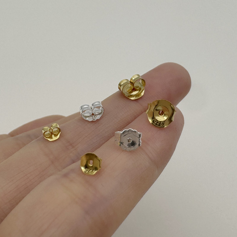 diy纯银黄金色堵头防丢耳托