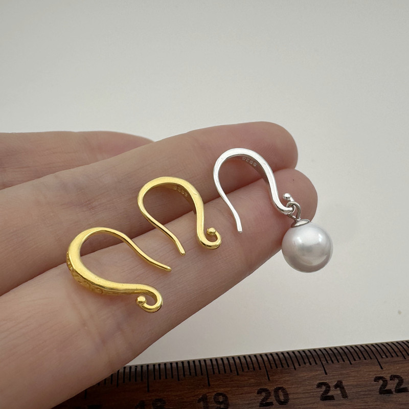 镂空S925纯银加粗耳钩开口diy