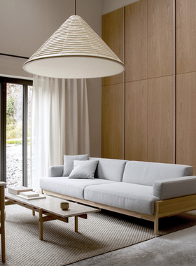 karimoku case日本进口芦泽启治橡木实木极简布艺沙发日式