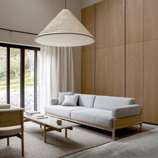 karimoku case日本进口芦泽启治橡木实木极简布艺沙发日式