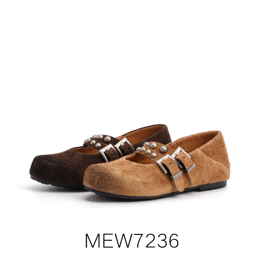 MELODIE/麦露迪2025新款真皮乐福鞋反绒懒人单鞋女鞋平底工作鞋