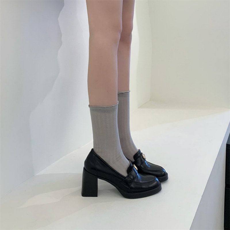 软皮山茶花乐福鞋女2026年秋冬新款复古英伦风小皮鞋粗跟浅口单鞋,女鞋,乐福鞋（豆豆鞋）,淘宝优惠券,粉丝福利购,淘宝优惠卷