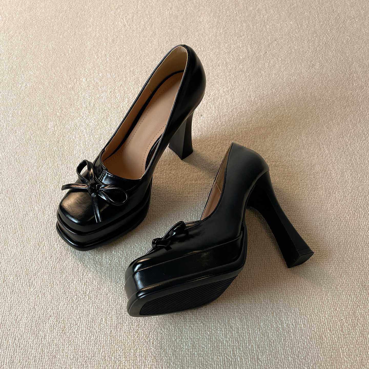 黑色洛丽塔小皮鞋不累脚厚底增高玛丽珍女鞋子2026春季新款高跟鞋,女鞋,高帮鞋,淘宝优惠券,粉丝福利购,淘宝优惠卷