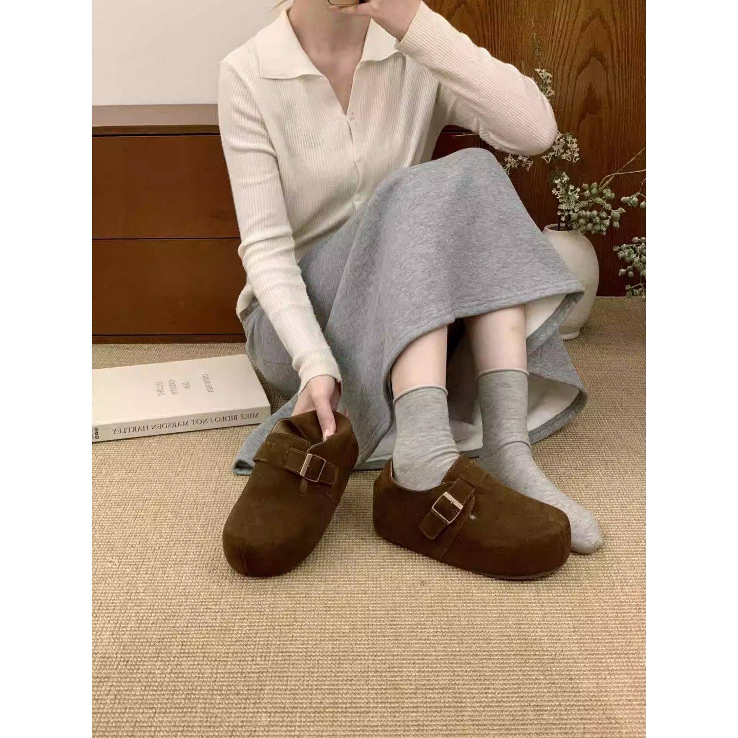 内增高厚底全包勃肯鞋女鞋2026新款春季一脚蹬博肯单鞋乐福豆豆鞋,女鞋,勃肯鞋/软木鞋,淘宝优惠券,粉丝福利购,淘宝优惠卷