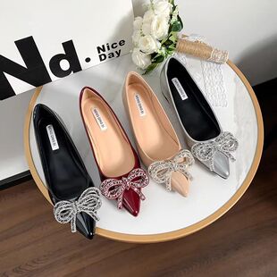 法式银色平底鞋蝴蝶结内增高女鞋2026新款夏季气质配裙子尖头单鞋