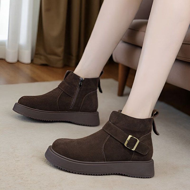 真皮马丁靴女2025新款秋冬厚底加绒短款百搭切尔西短靴勃肯保暖靴