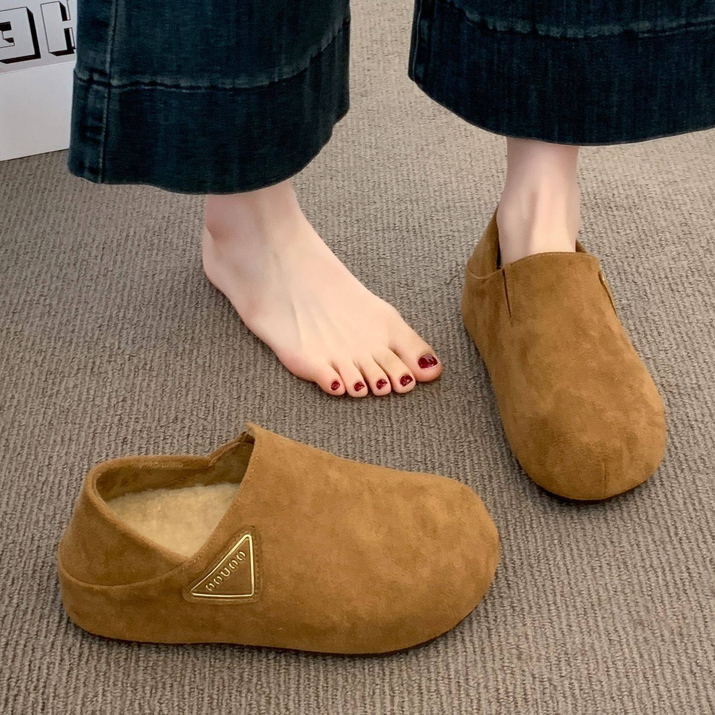 厚底勃肯鞋女2025新款秋冬加绒软底一脚蹬豆豆鞋两穿不累脚孕妇鞋,女鞋,勃肯鞋/软木鞋,淘宝优惠券,粉丝福利购,淘宝优惠卷