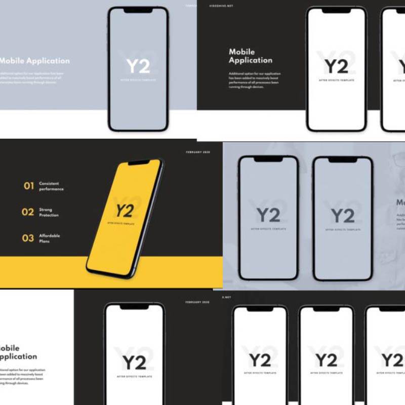 简洁手机APP推广宣传广告iPhoneX展示动画UI功能介绍视频AE模板