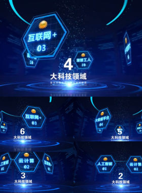 科技感企业互联网点线连接模块文字标题分类数据图形展示ae模版