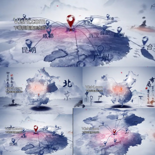 大气企业北京辐射全国水墨辐射全国业务范围地图项目介绍AE模板