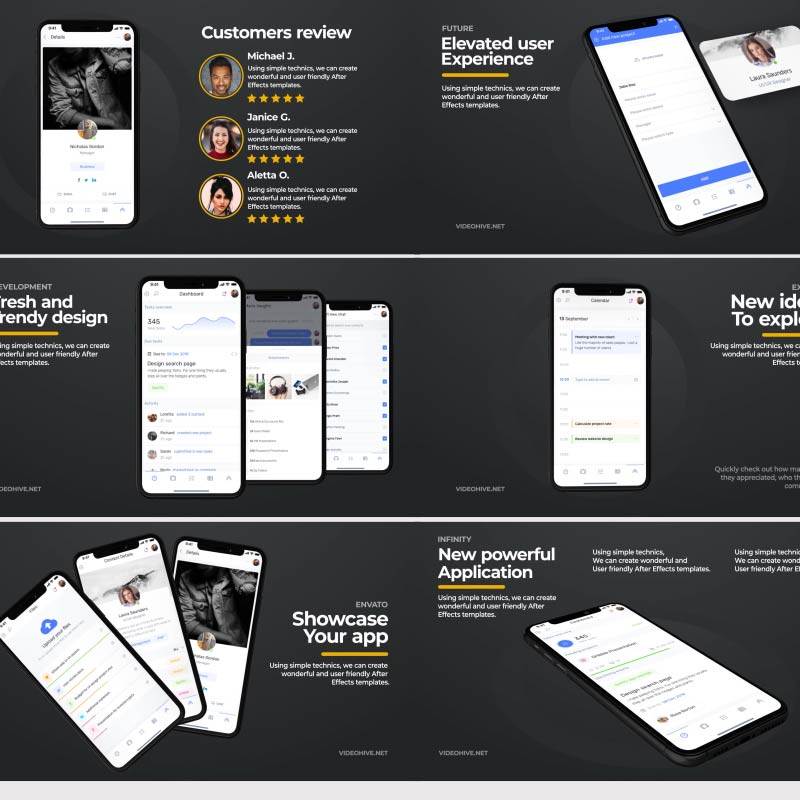 手机app展示效果ae模板UI作品功能介绍动画视频素材制作代做改