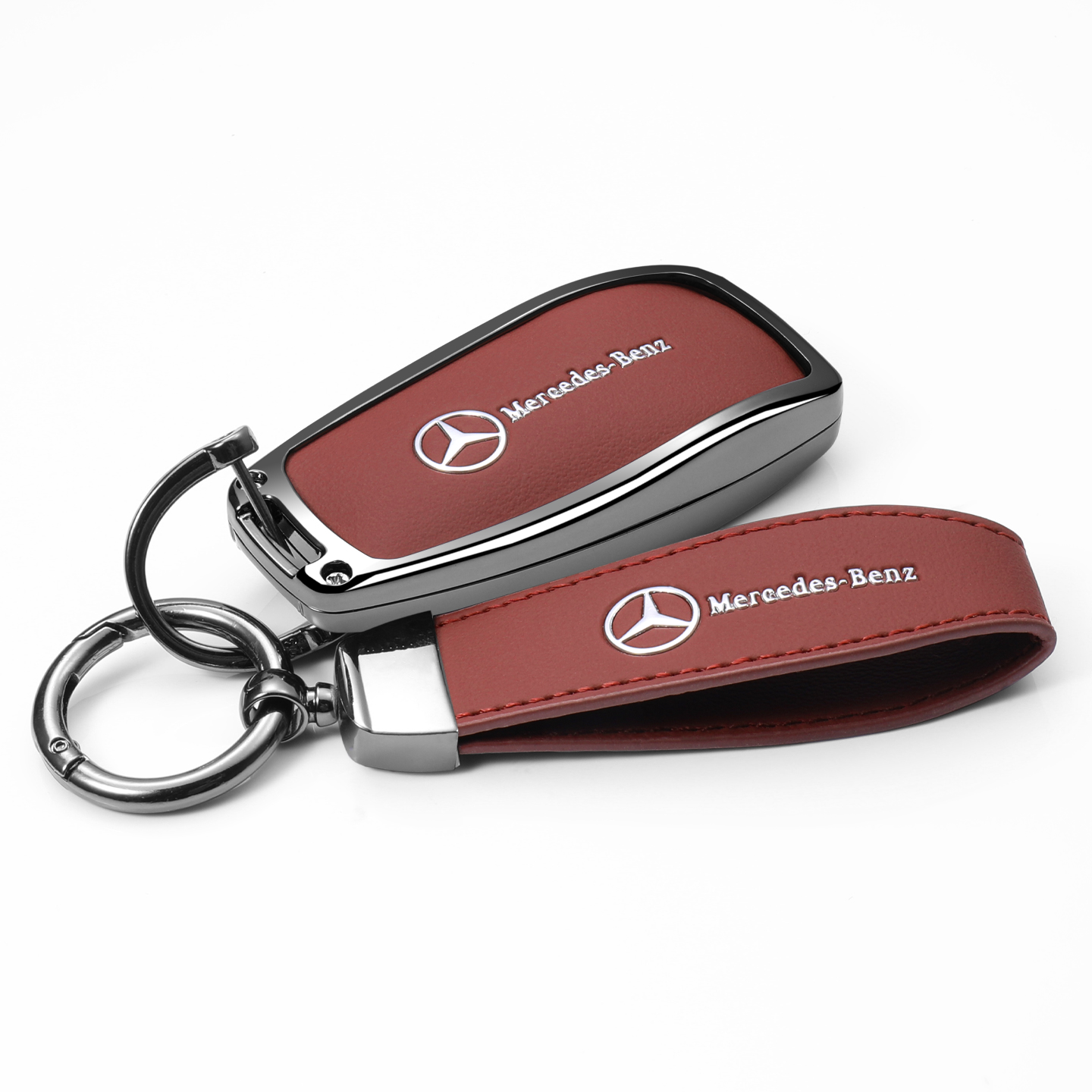 奔驰时尚新款双面皮金属钥匙套