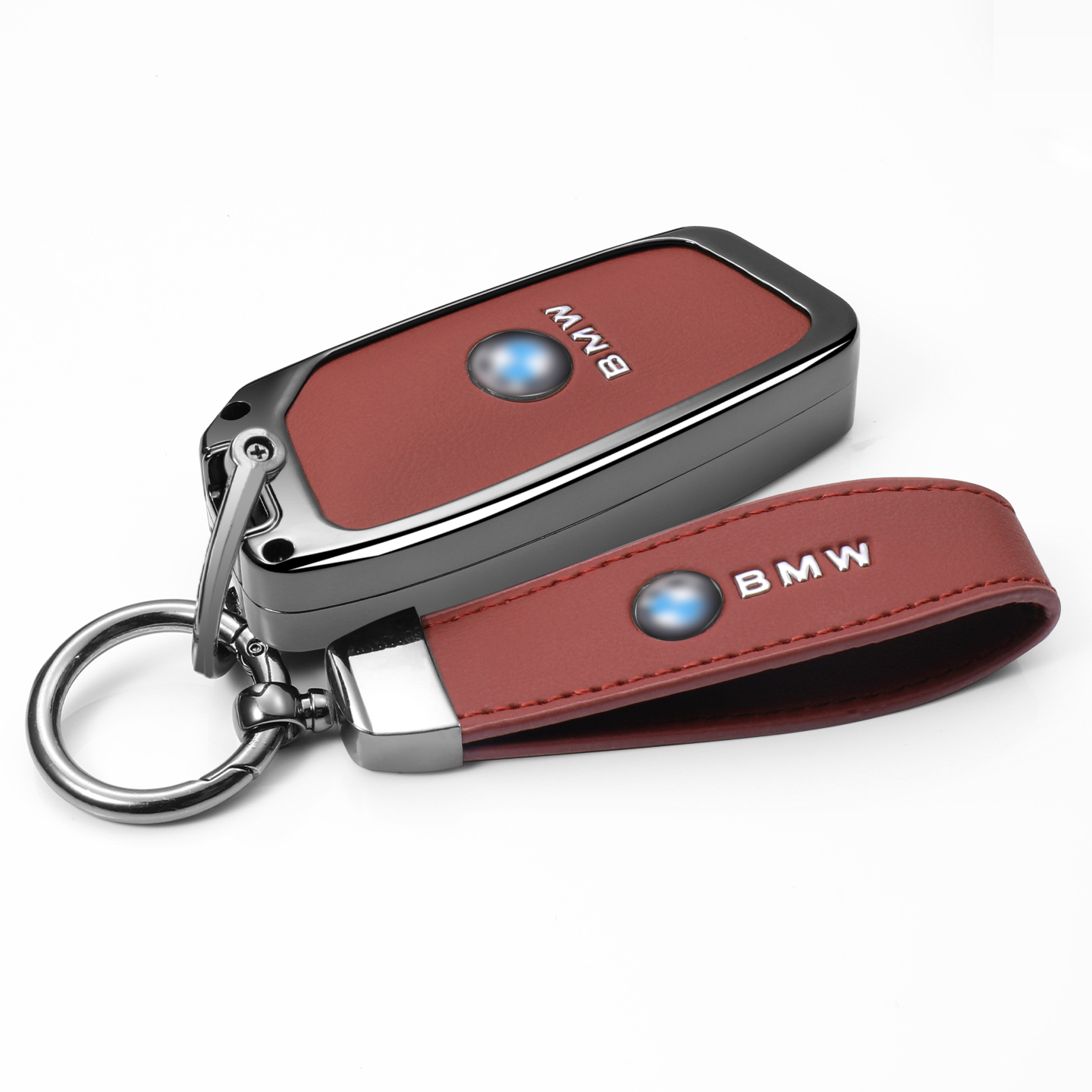 宝马时尚款双面皮金属钥匙套