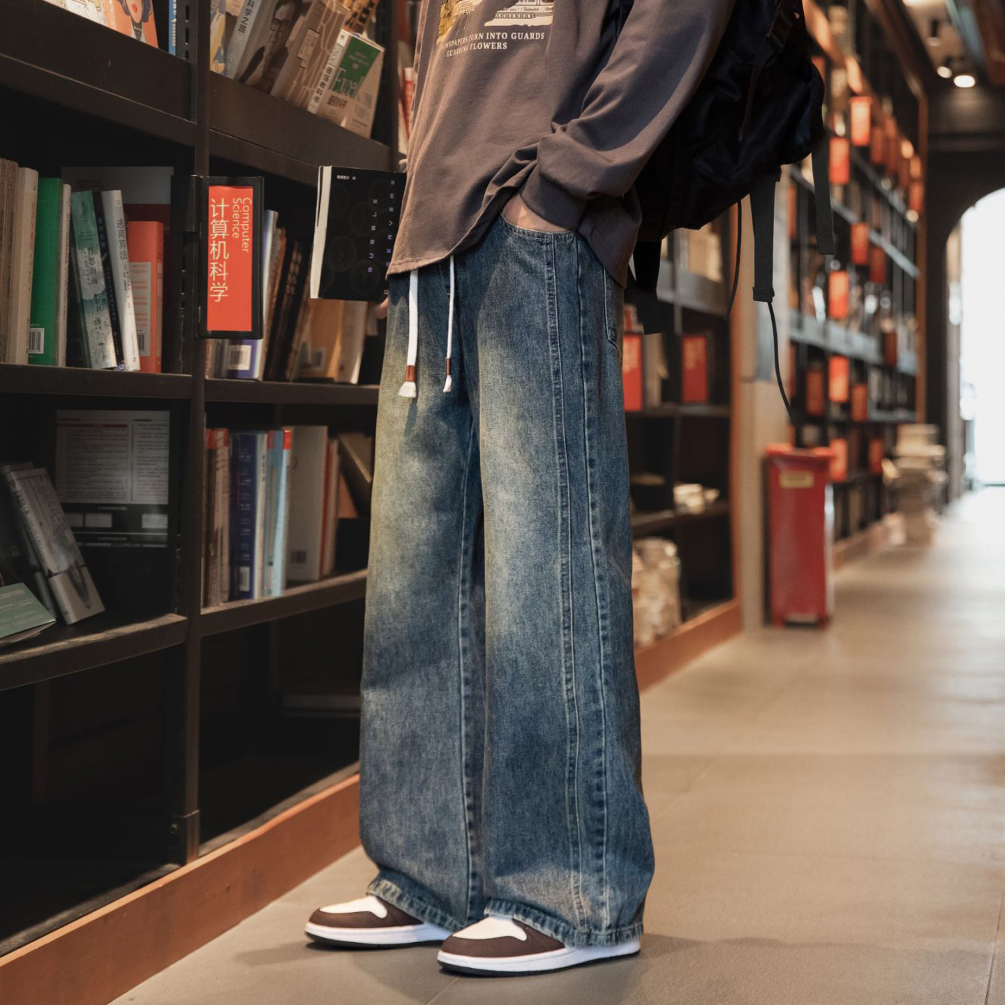 高腰显瘦直筒宽松vibe微喇牛仔裤