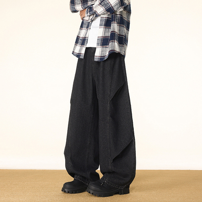 百搭休闲宽松垂感直筒拖地牛仔裤