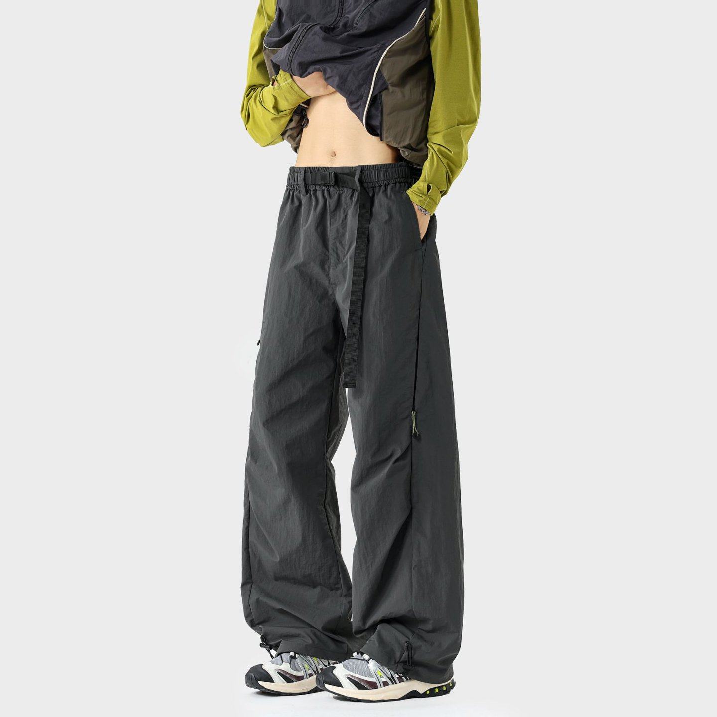 深灰色运动户外冲锋裤男士春秋季2026新款高腰显瘦直筒拖地阔腿裤,男装,休闲裤,淘宝优惠券,粉丝福利购,淘宝优惠卷