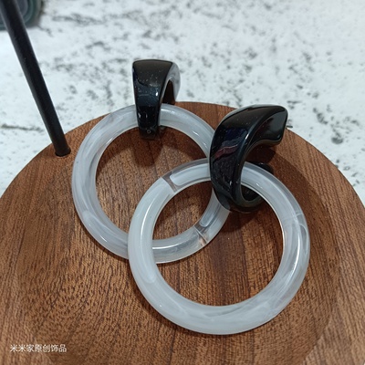 五件包邮树脂撞色耳环大圈耳坠小众设计高级感气质港风耳饰耳钉女