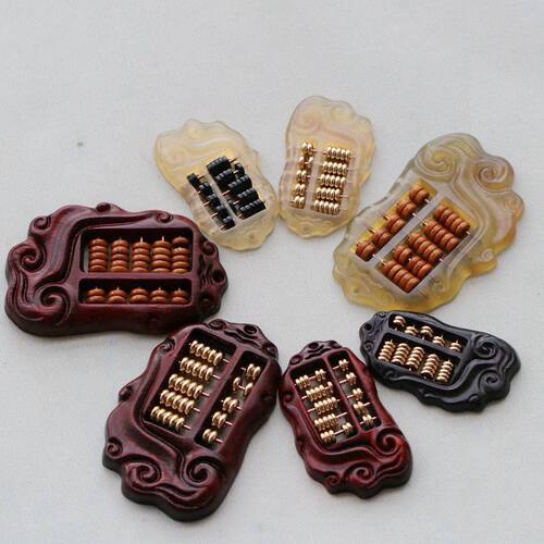 天然纯手工雕刻算盘钥匙扣
