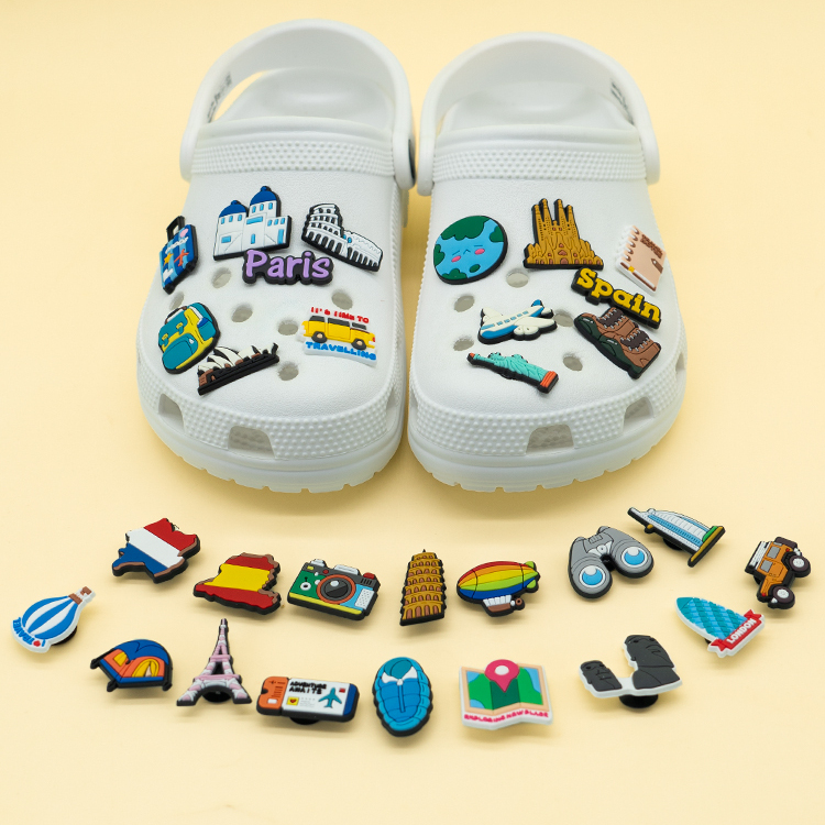 crocs洞洞鞋鞋花环球旅行卡通扣