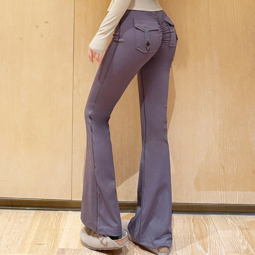 工装微压普拉提微喇健身裤女跑步训练喇叭运动裤蜜桃臀外穿瑜伽服