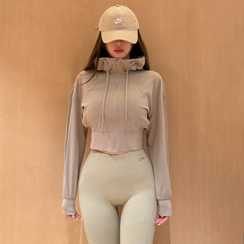 小个子短款连帽健身外套女户外跑步运动上衣普拉提训练瑜伽服长袖,运动服/休闲服装,运动茄克/外套,淘宝优惠券,粉丝福利购,淘宝优惠卷